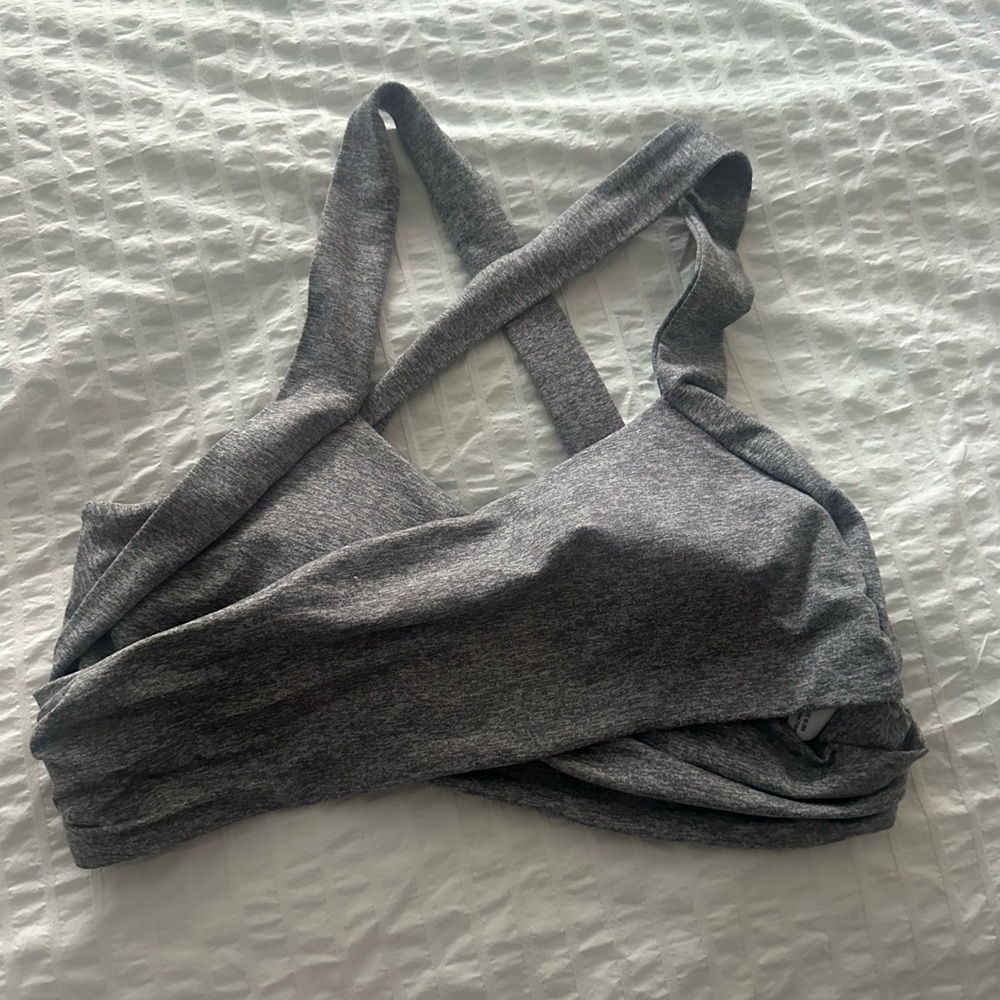 Lanston Sport Charcoal Cross-Back Sports Bra